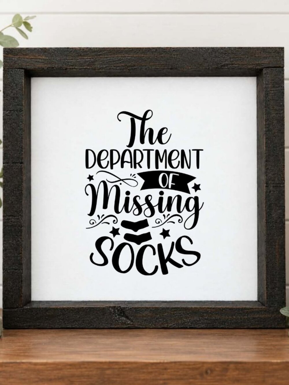 The Department of Missing Socks Handcrafted wood & canvas sign